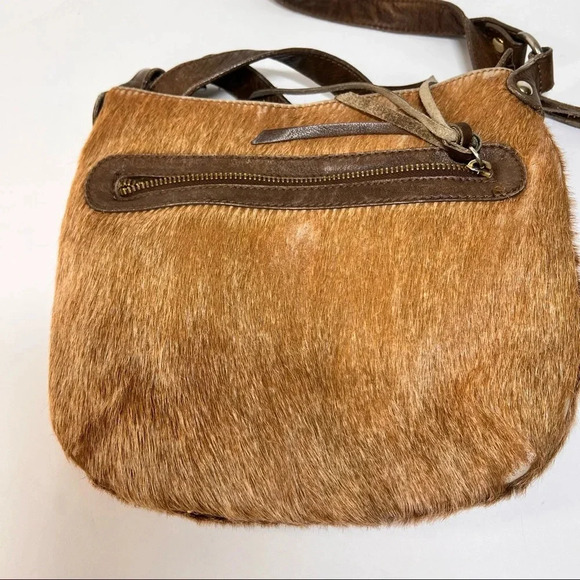 Maurizio Taiuti Italy Pony Calf Fur Brown Leather Crossbody Purse / Bag - Picture 8 of 14